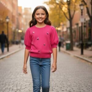 janie & Jack Coral Floral Short Sleeve Sweater 3